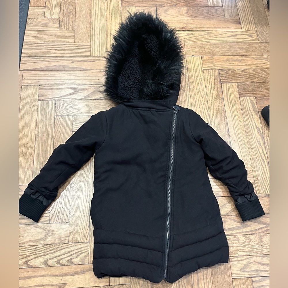 Appaman Black Kids Jacket with Faux Fur Hood
